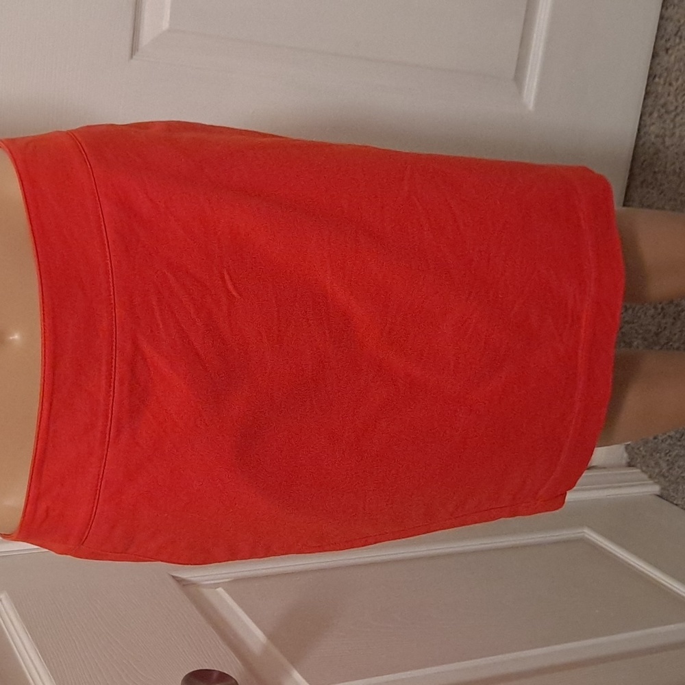 Merona Red Cotton Knee-Length Lined Pencil Skirt with Stretch